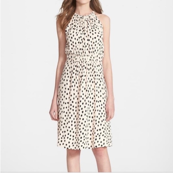 Kate Spade Take a Walk on the Wild Side Halter Dress Size 6 Cream/Black Midi - Picture 1 of 13